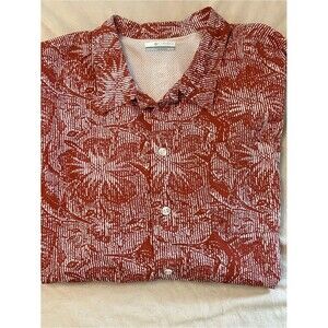 Columbia PFG Shirt XL Red Marlin Fish Print Cotton Vented Short Sleeve Button